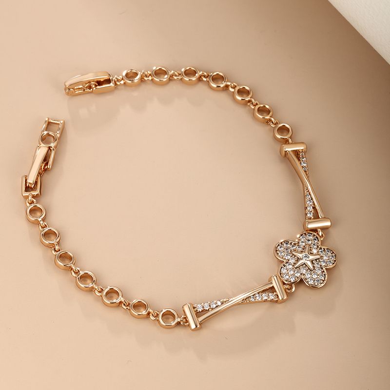 Xuping Sweet Simple Style Flower 18k Gold Plated Artificial Diamond Alloy Wholesale Bracelets