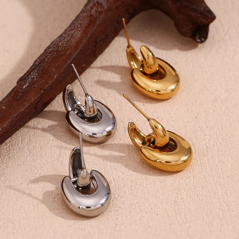 1 Pair Basic Simple Style Classic Style Solid Color Plating Stainless Steel 18k Gold Plated Drop Earrings