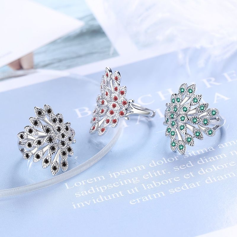 Classic Style Solid Color Copper Inlay Zircon Open Rings