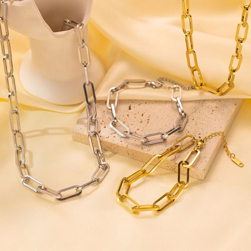 Edelstahl 304 18 Karat Vergoldet Einfacher Stil Klassischer Stil Pendeln Polieren Überzug Einfarbig Armbänder Halskette