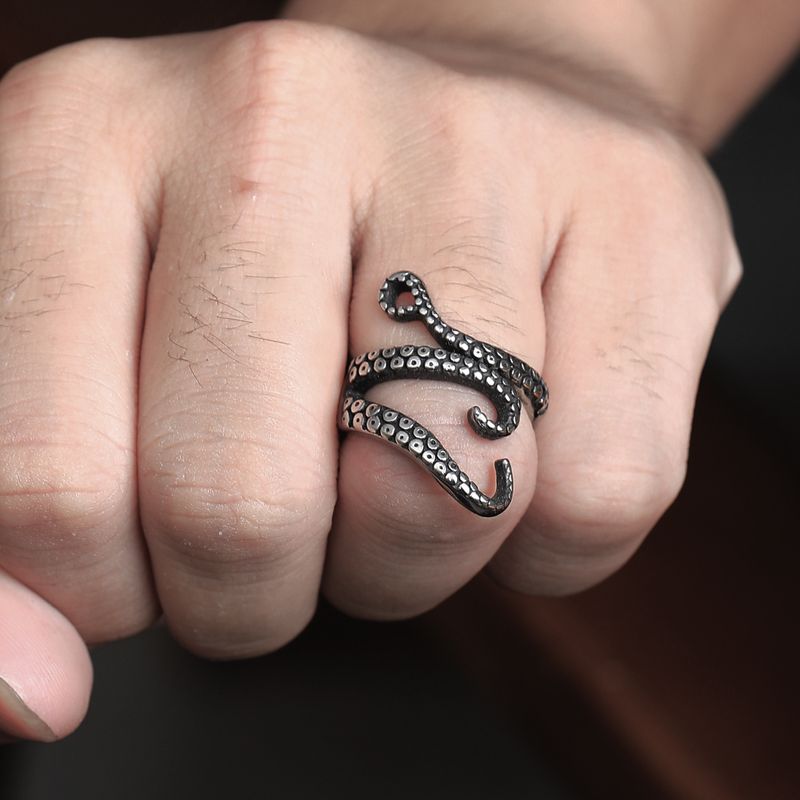 Hip-Hop Snake Titanium Steel Polishing 18K Gold Plated Men's Rings