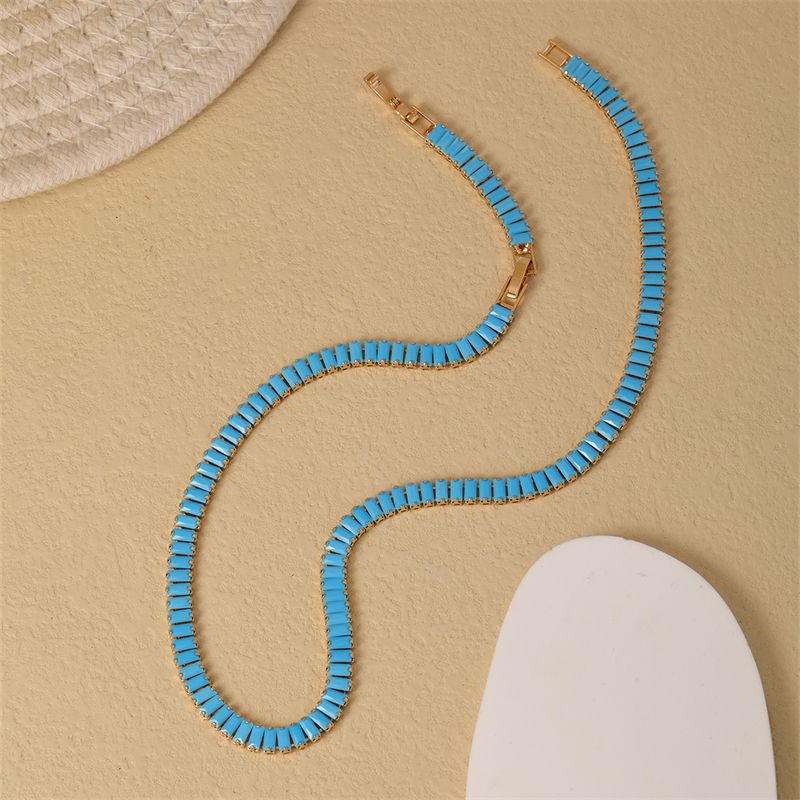 Style Simple Rectangle Le Cuivre Incruster Turquoise Collier