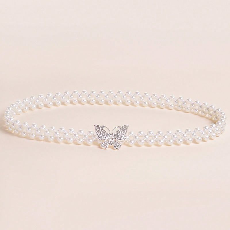 Elegant Shiny Butterfly Synthetic Resin Alloy Inlay Rhinestones Women's Chain Belts