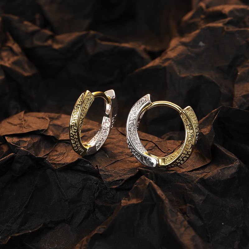 1 Pair Vintage Style Geometric Plating Copper White Gold Plated Hoop Earrings