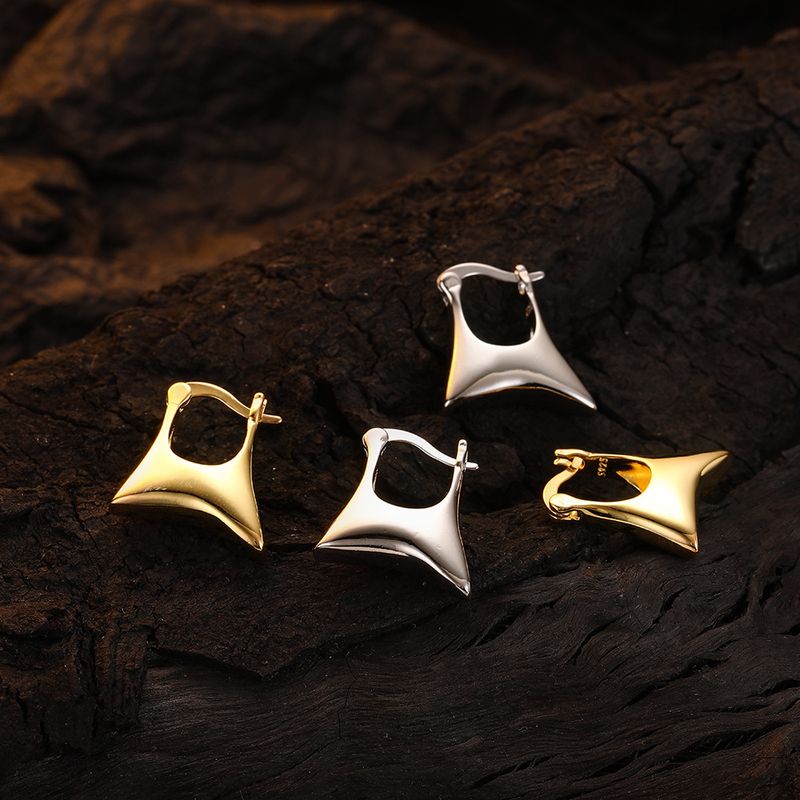 1 Pair Simple Style Geometric Irregular Plating Copper White Gold Plated Hoop Earrings