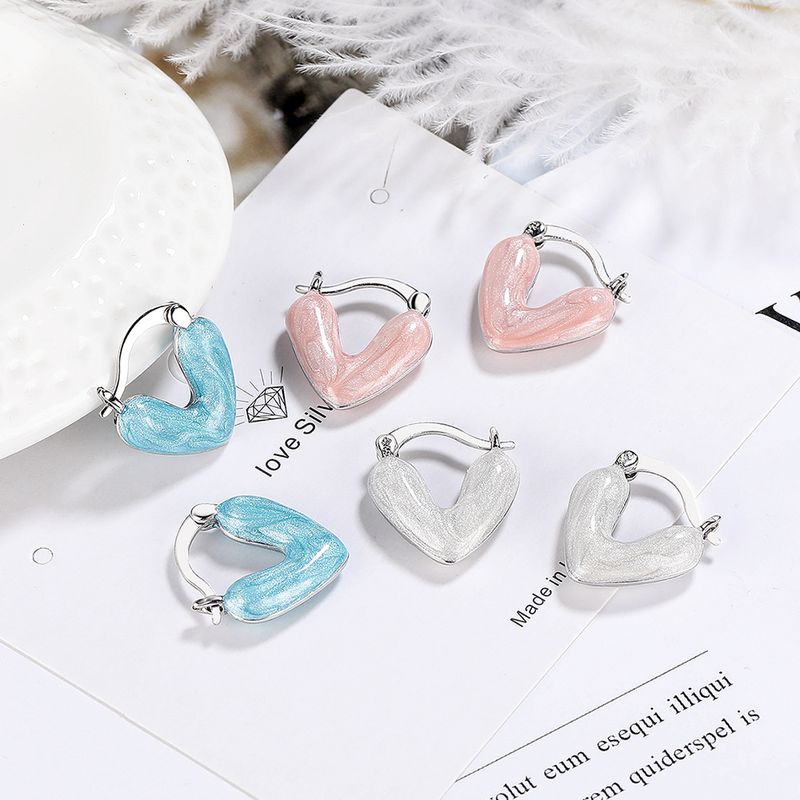 1 Pair Classic Style Heart Shape Plating Copper White Gold Plated Earrings