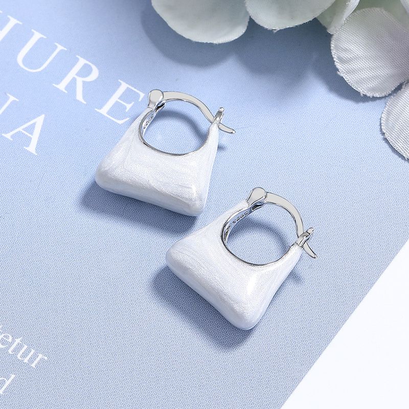 1 Pair Lady Square Plating Copper White Gold Plated Earrings