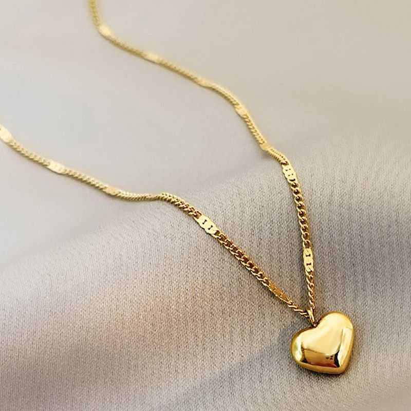 Simple Style Classic Style Heart Shape Alloy Polishing Women's Pendant Necklace