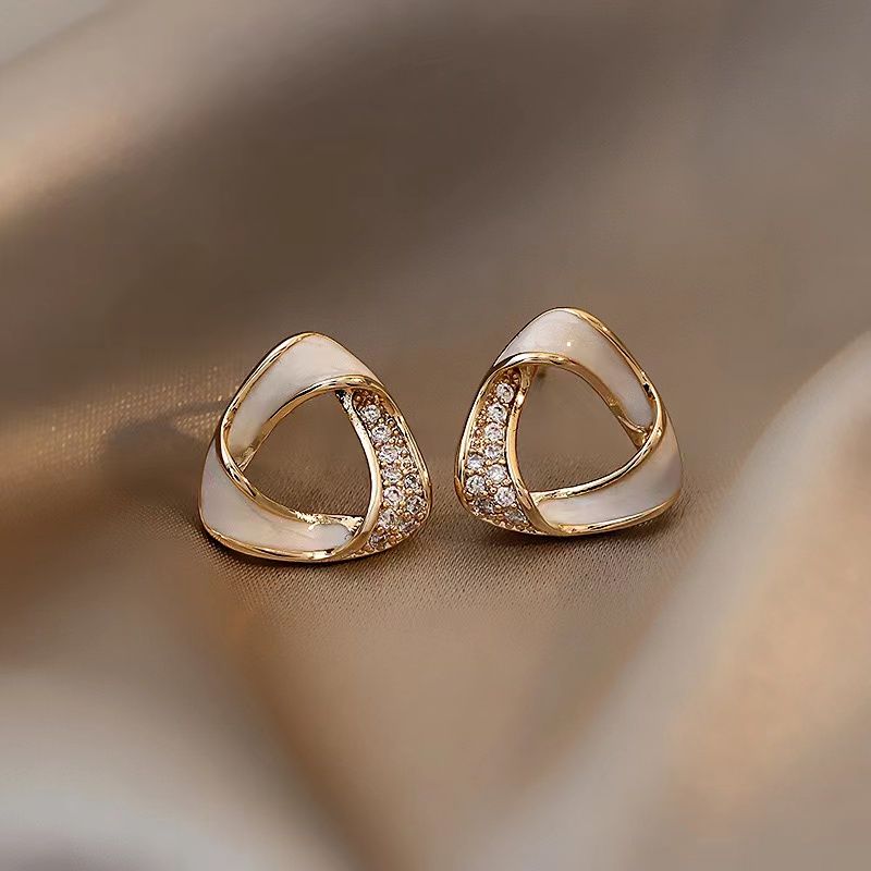 1 Pair Simple Style Solid Color Plating Inlay Alloy Artificial Rhinestones Gold Plated Ear Studs