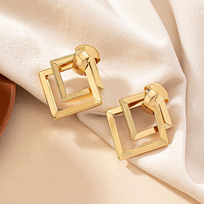 1 Pair Simple Style Korean Style Quadrilateral Plating Alloy Drop Earrings