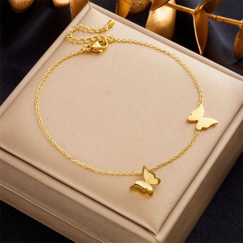 Simple Style Solid Color 304 Stainless Steel Plating No Inlaid 18K Gold Plated Women's Anklet