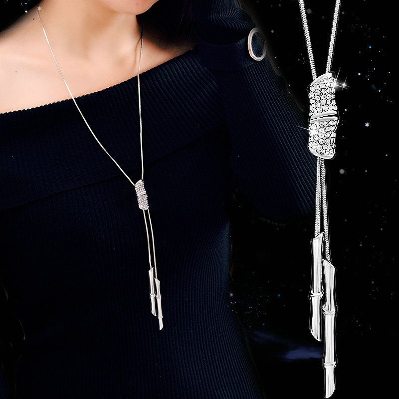 Einfacher Stil Einfarbig Legierung Glas Kupfer Inlay Künstliche Strasssteine Frau Pulloverkette