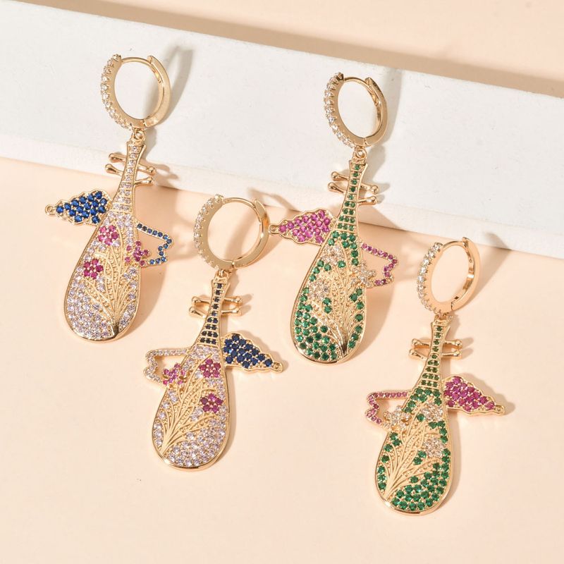 1 Pair Retro Romantic Color Block Plating Inlay Copper Zircon 18k Gold Plated 24k Gold Plated Drop Earrings