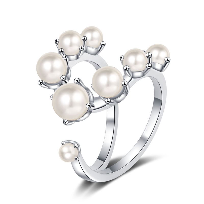 Lady Pearl Copper Plating White Gold Plated Open Rings