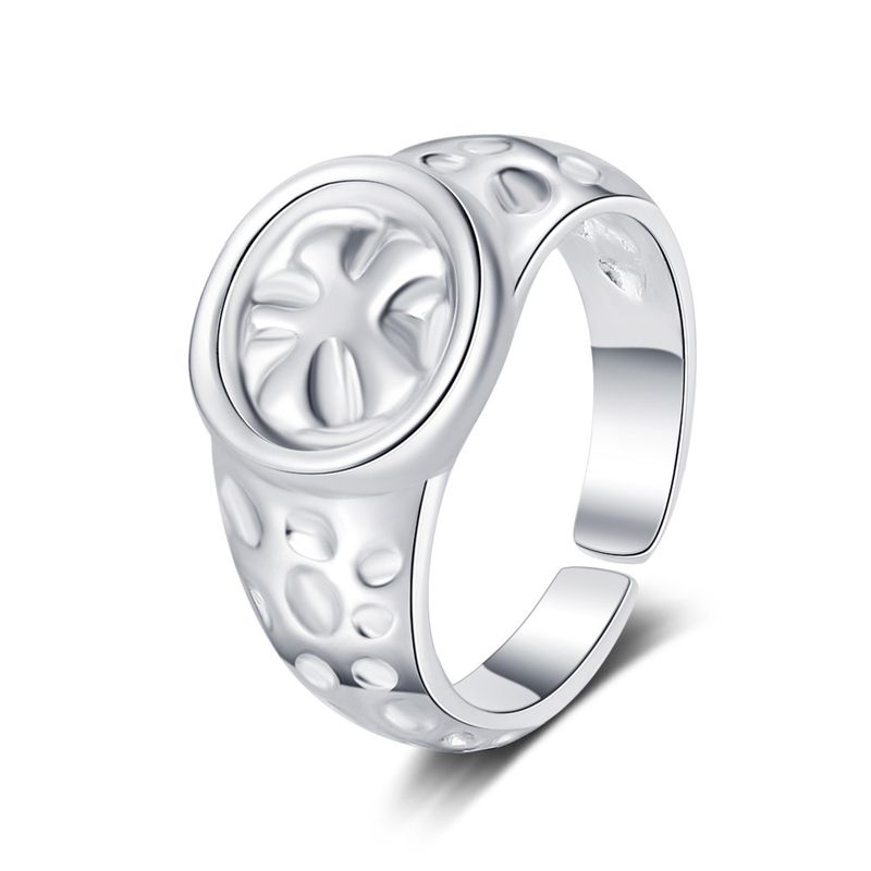 Simple Style Flower Copper Plating White Gold Plated Open Rings