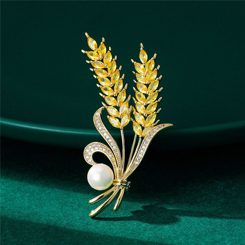 Elegant Luxurious Grain Brass Inlay Zircon Women's Brooches 1 Piece