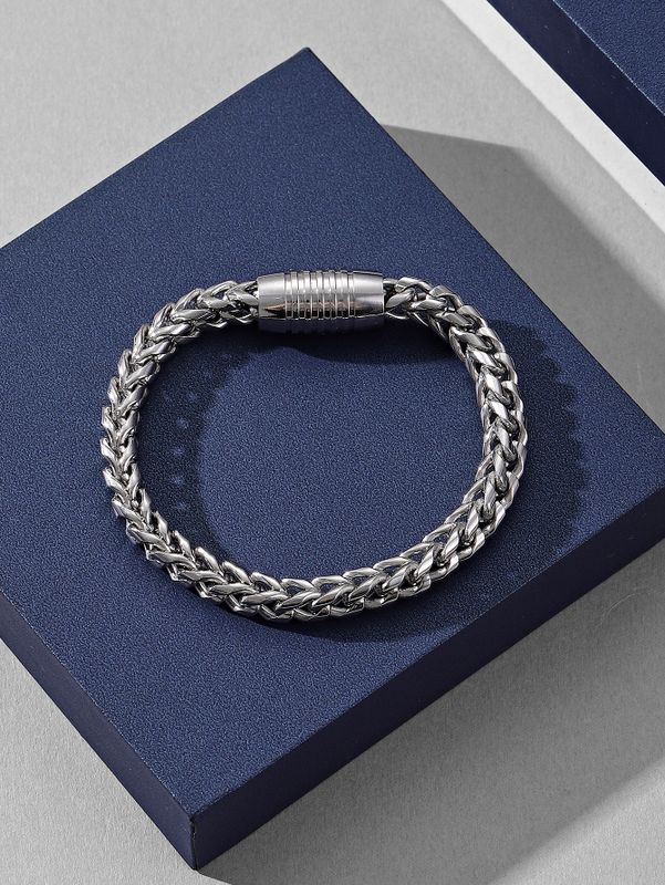 Classic Style Solid Color Stainless Steel Men's Bracelets