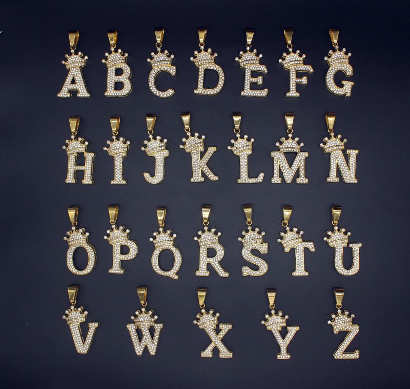 1 Piece Stainless Steel Artificial Rhinestones Letter
