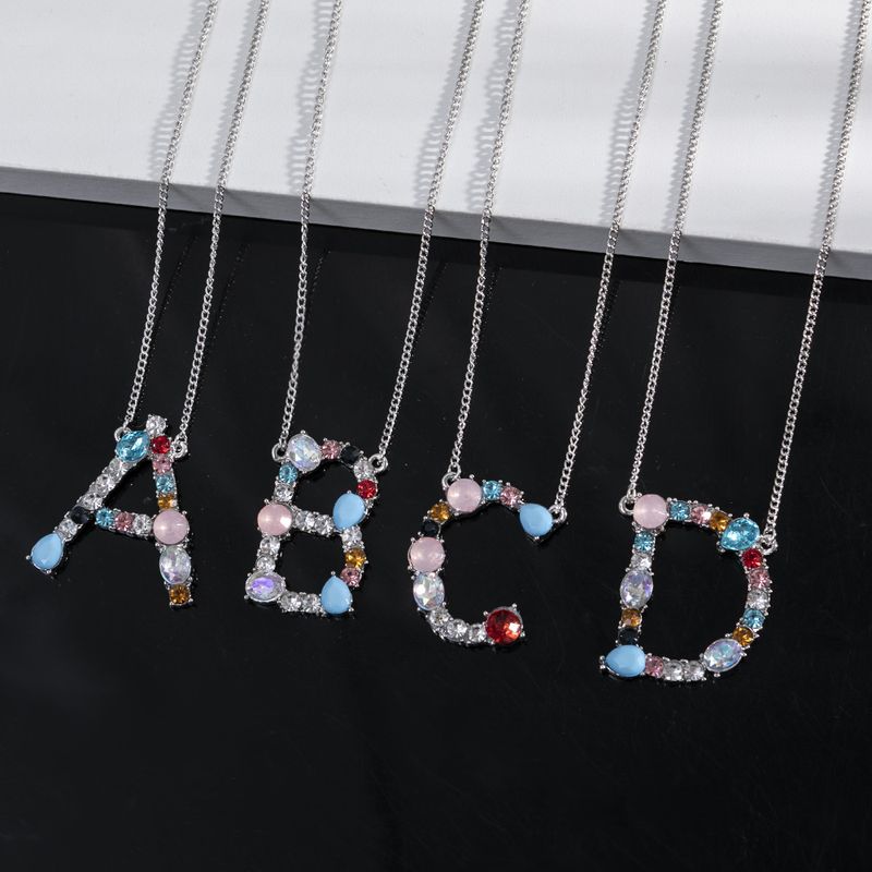 1 Piece Simple Style Letter Alloy Plating Rhinestones Women's Pendant Necklace