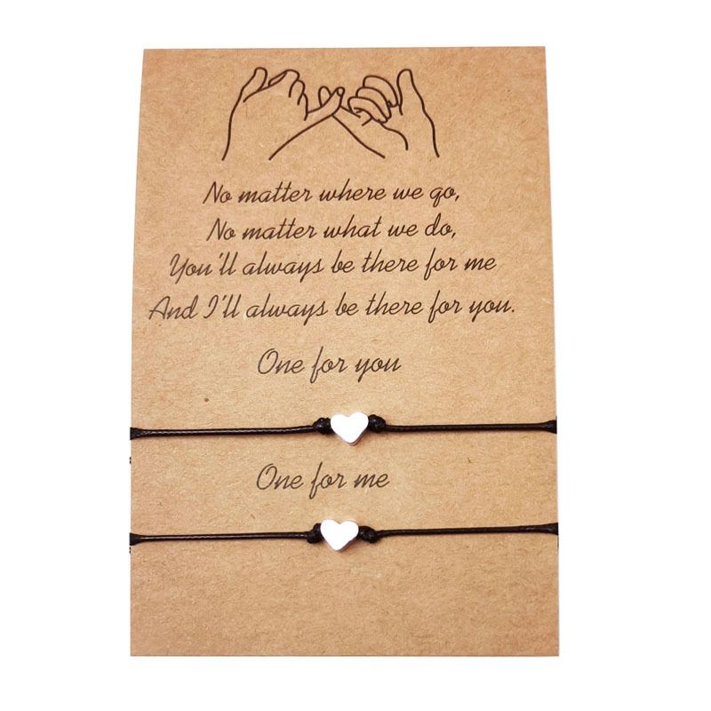 1 Set Simple Style Heart Shape Alloy Rope Couple Bracelets