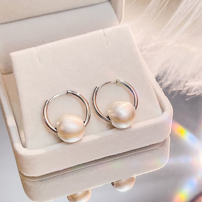 1 Pair Fashion Round Alloy Plating Artificial Pearls Women's Earrings