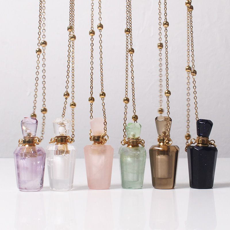 Simple Style Perfume Bottle Crystal Metal Pendant Necklace 1 Piece