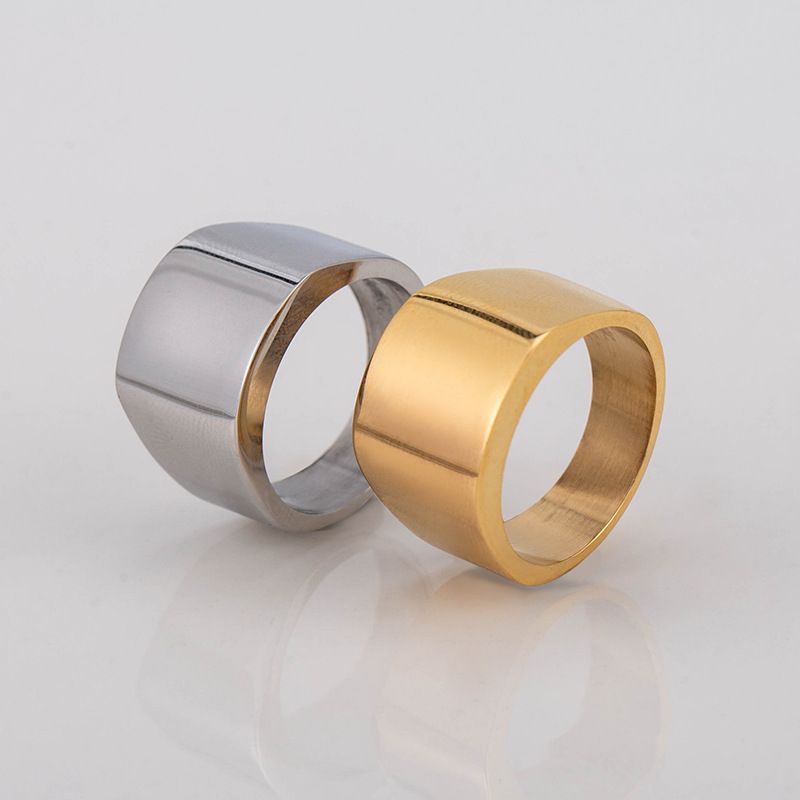 1 Piece Simple Style Geometric Titanium Steel Plating Men's Rings
