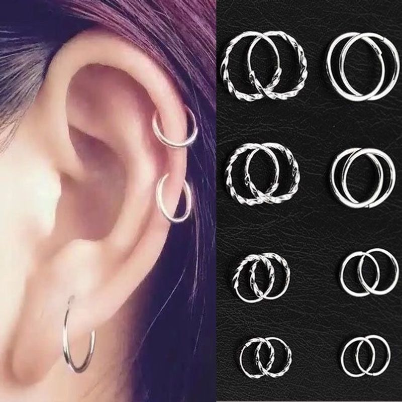 Mode Cercle Argent Placage Des Boucles D'oreilles 1 Paire