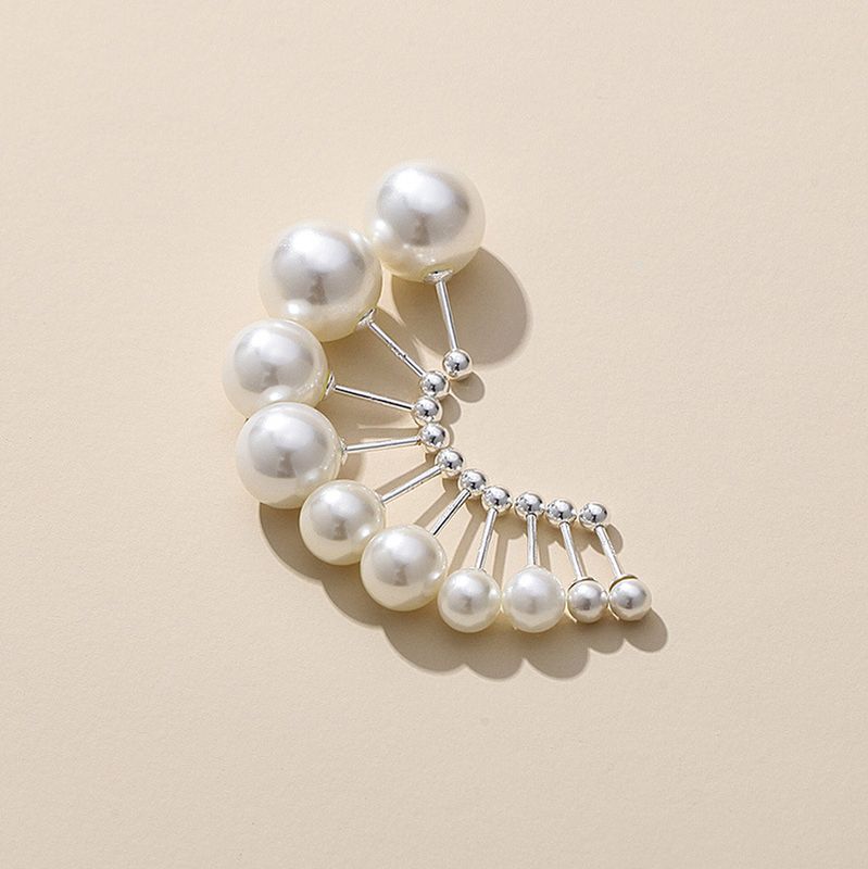 Mode Géométrique Argent Sterling Placage Perles Artificielles Boucles D'oreilles 1 Paire