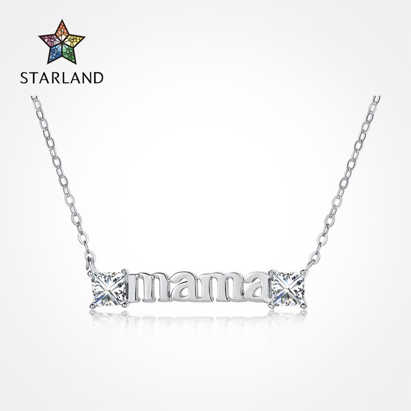 Sweet Letter Sterling Silver Inlay Zircon Necklace 1 Piece