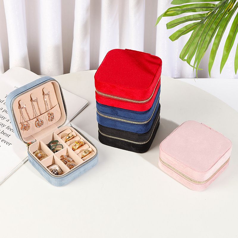 Simple Style Solid Color Flannel Wholesale Jewelry Boxes