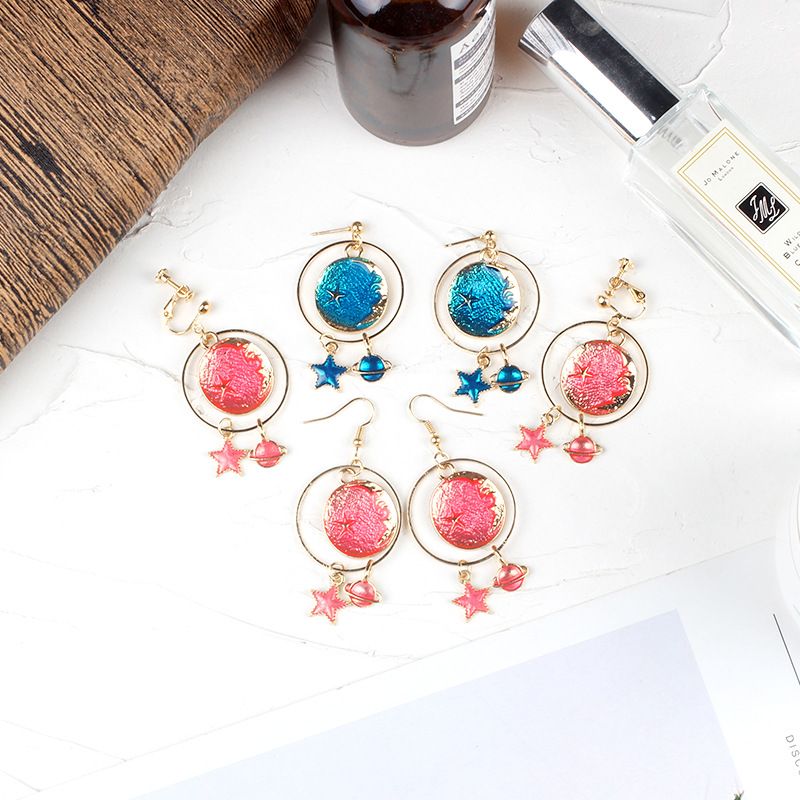 1 Pair Fashion Planet Metal Plating Women's Drop Earrings