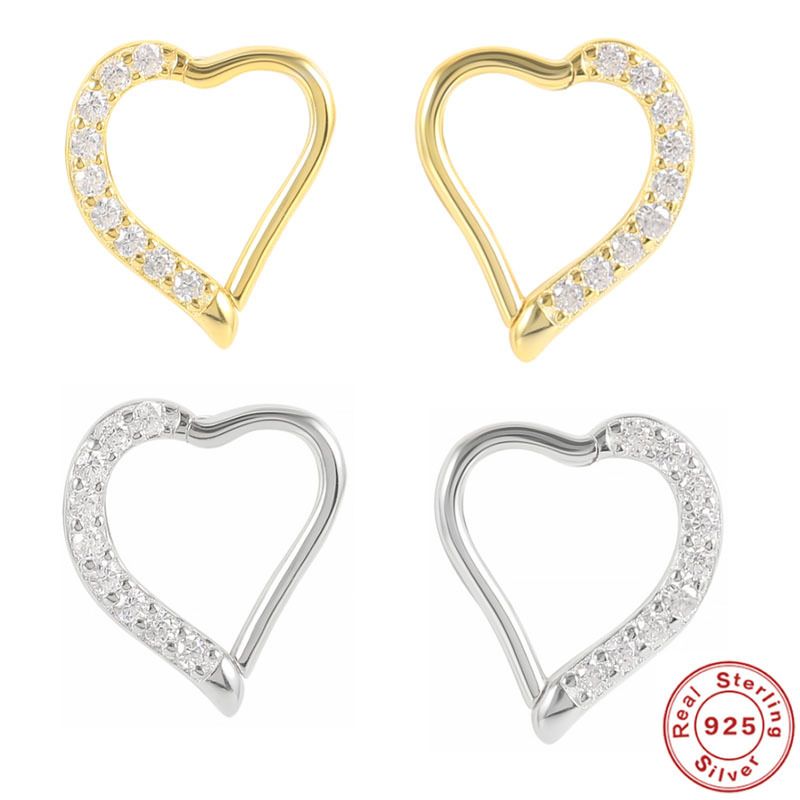 1 Piece Fashion Heart Shape Silver Plating Inlay Zircon Nose Ring
