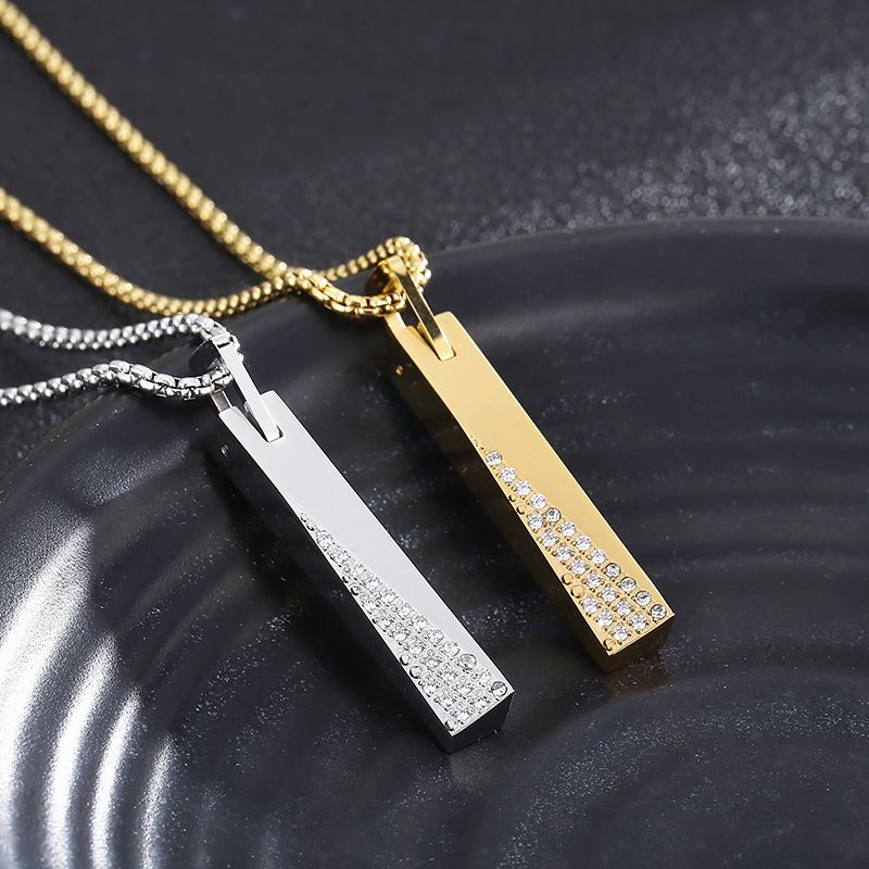 Fashion Geometric Titanium Steel Inlay Artificial Diamond Pendant Necklace 1 Piece