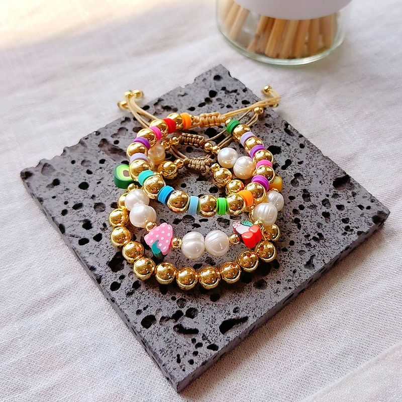 Style Ethnique Coloré Perle D'eau Douce Argile Molle De Gros Bracelets
