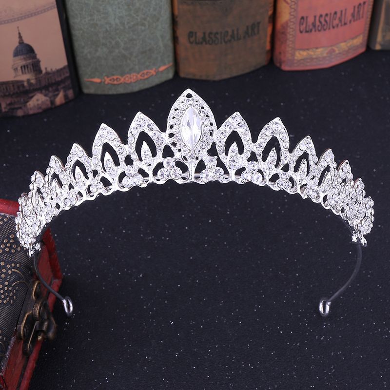 Dame Feuille Alliage Incruster Strass Couronne 1 Pièce