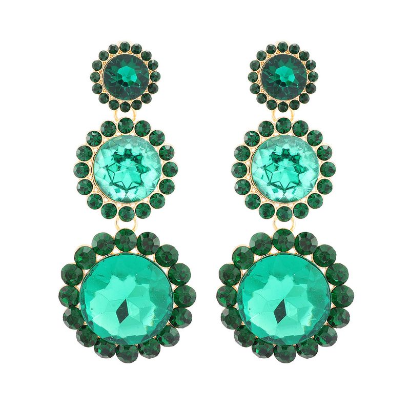 1 Pair Simple Style Round Glass/colored Glaze Inlay Artificial Gemstones Women's Earrings