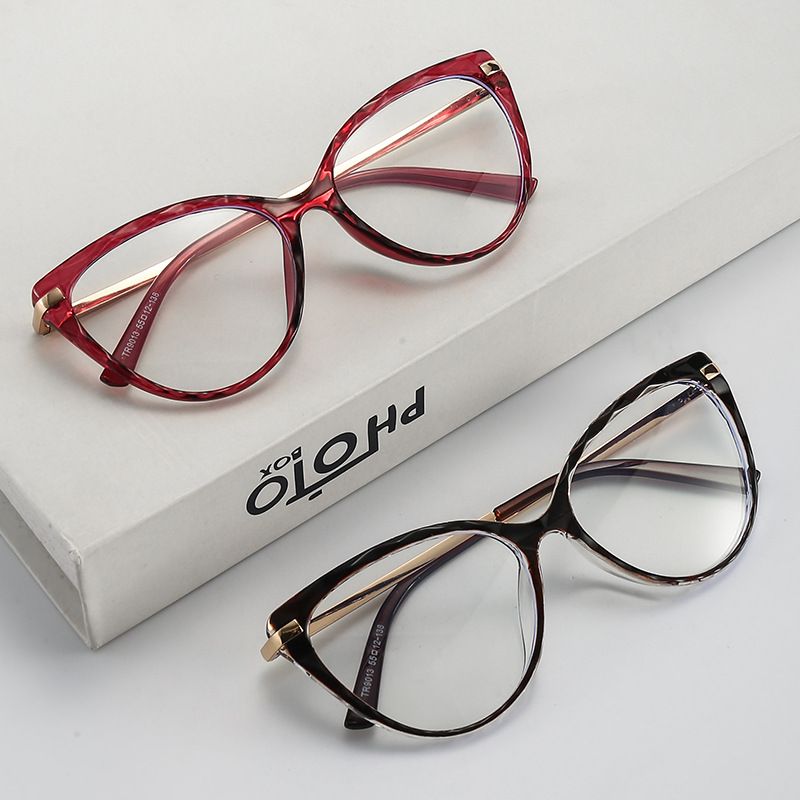 Tr90 Anti-blue Light Glasses Cat Eye Metal Optical Frame Glasses Frame Color Matching Ultra Light Full Rim Frame Metal Optical Frame Glasses Frame Plain Glasses