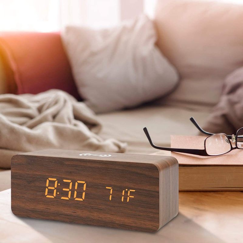 Fashion Solid Color Wood Alarm Clock