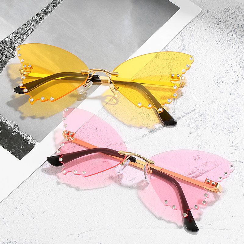 Fashion Butterfly Pc Butterfly Frame Patchwork Frameless Women's Sunglasses