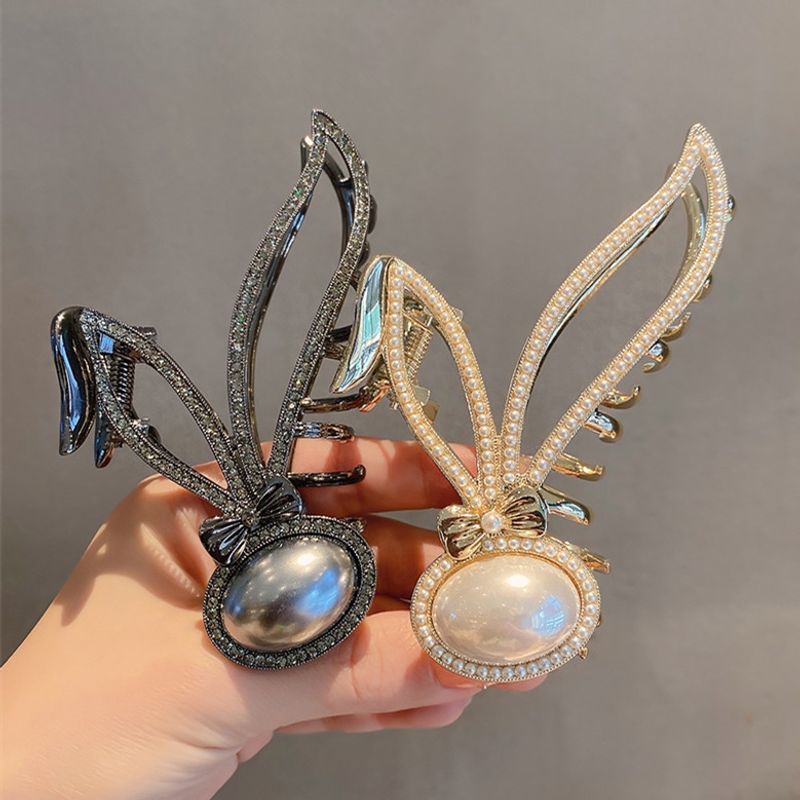 Fashion Bunny Ears Alloy Inlay Artificial Pearls Rhinestones Hair Claws 1 Piece