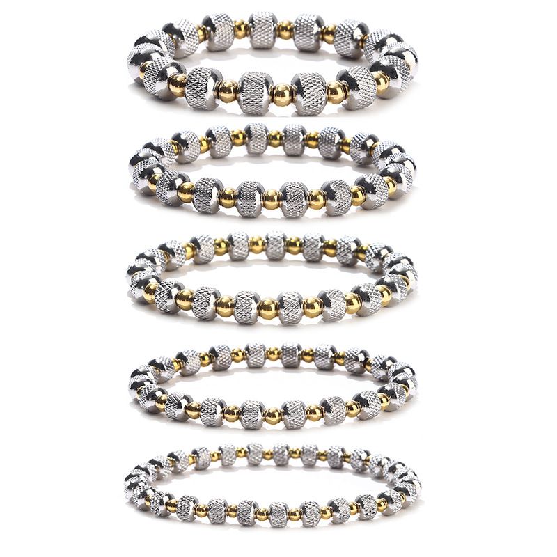 1 Pièce Style Simple Cercle Acier Inoxydable Perlé Placage Bracelets