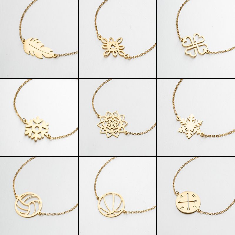 Stainless Steel Simple Style Plating Leaf Ball Bracelets