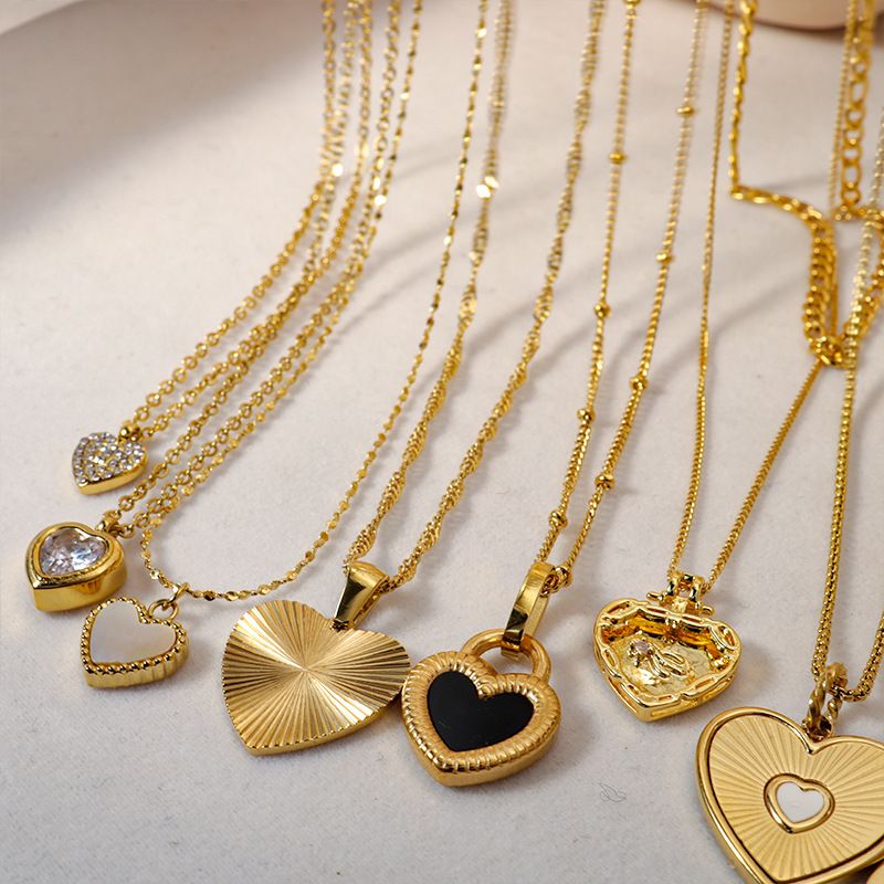 1 Piece Simple Style Heart Shape Stainless Steel Titanium Steel Plating Chain Pendant Necklace