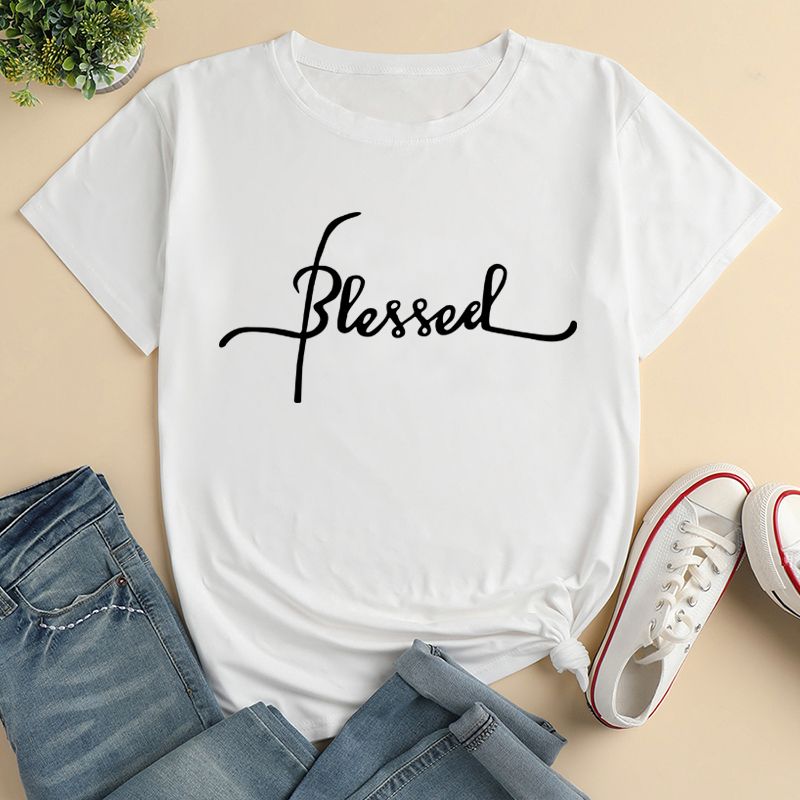 Women's T-shirt Short Sleeve T-shirts Printing Casual Letter