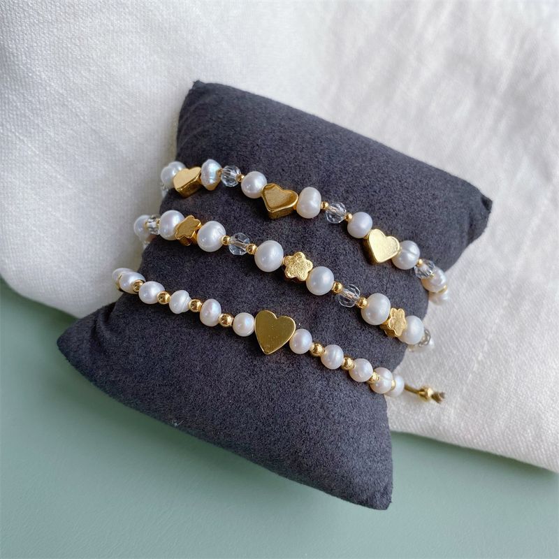 1 Piece Fashion Heart Shape Freshwater Pearl Handmade Bracelets