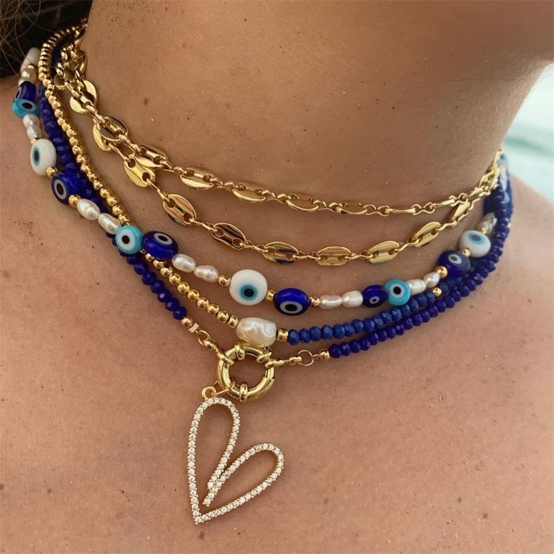 Einfacher Stil Herzform Kupfer Perlen Halskette Mit Anhänger