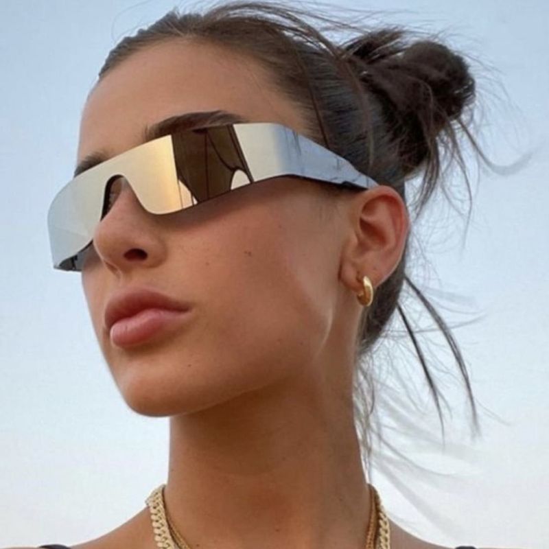 Fashion Punk Streetwear Pc Special-shaped Mirror Frameless Sports Sunglasses