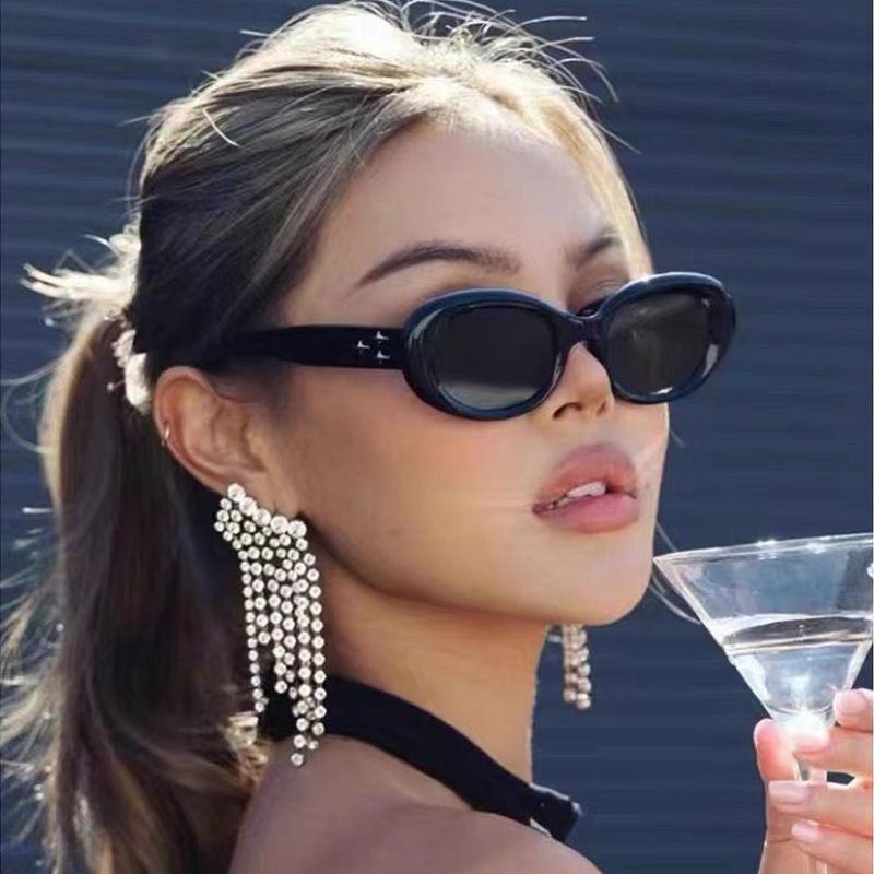 Fashion Punk Streetwear Ac Oval Frame Full Frame Women's Sunglasses