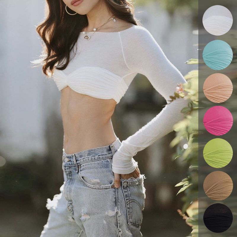 Women's Blouse Long Sleeve T-shirts See-through Fashion Solid Color